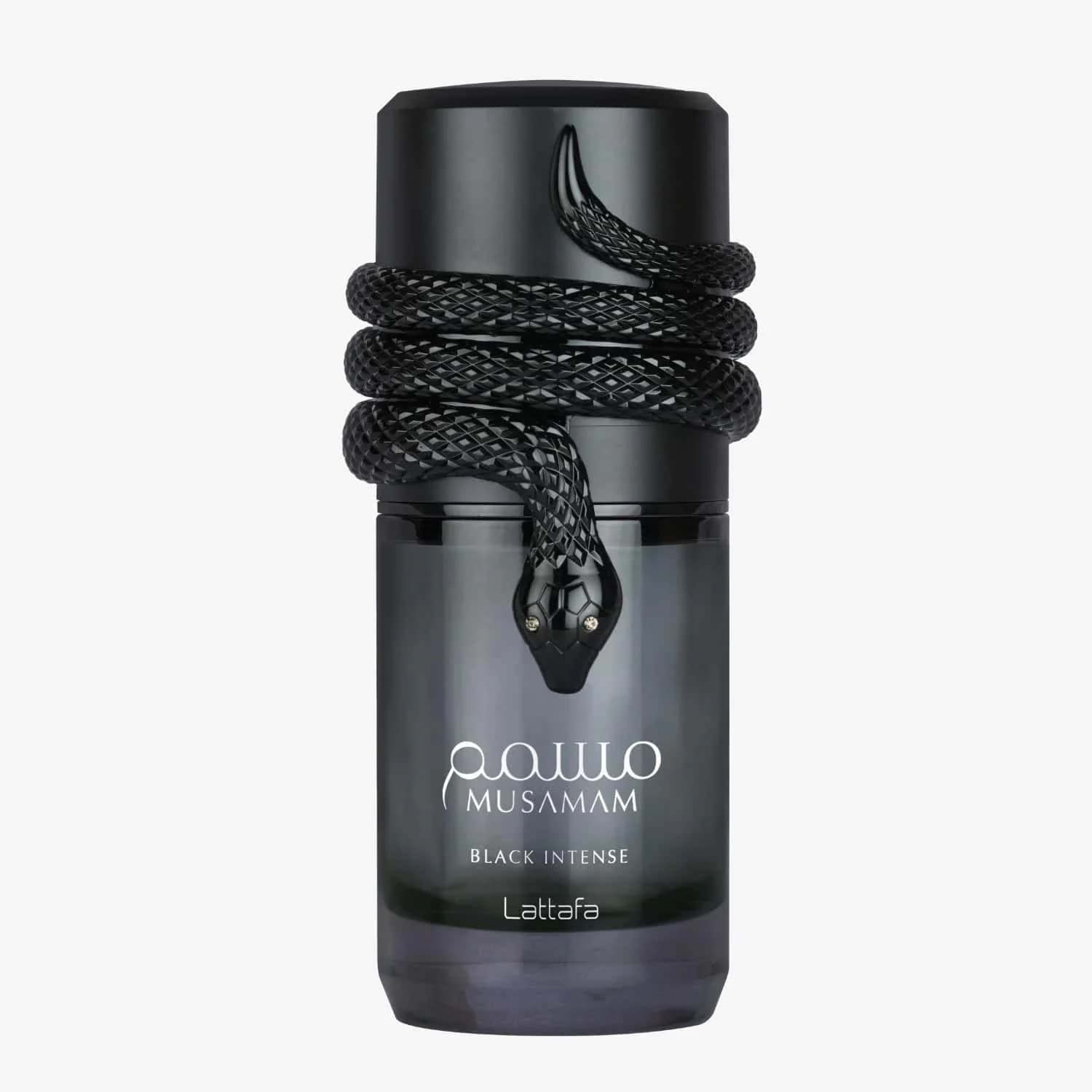 Frasco de Musamam Black Intense da Lattafa